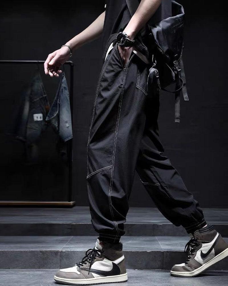 Patchwork Baggy Ice Silk Pants