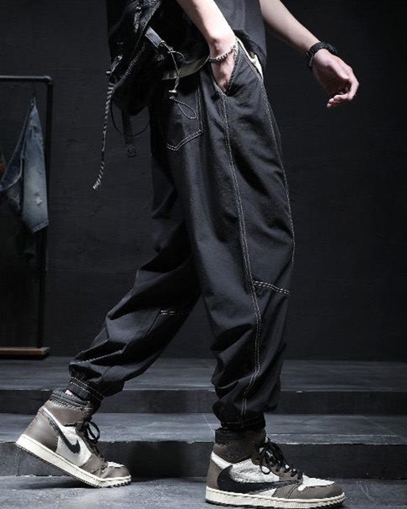 Patchwork Baggy Ice Silk Pants