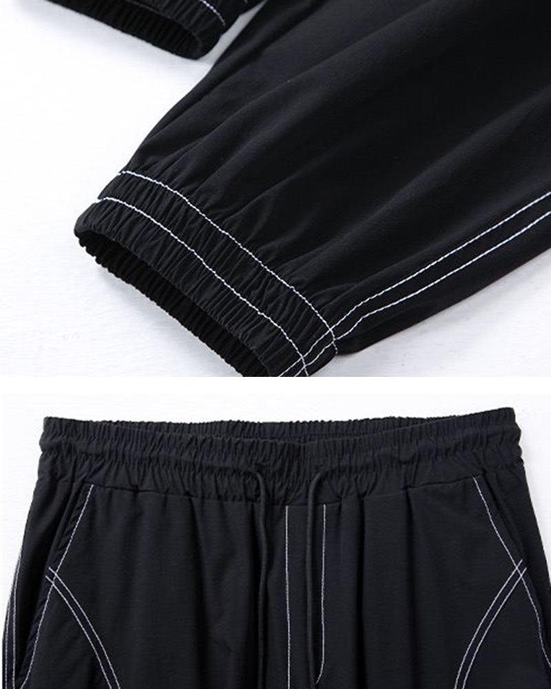 Patchwork Baggy Ice Silk Pants