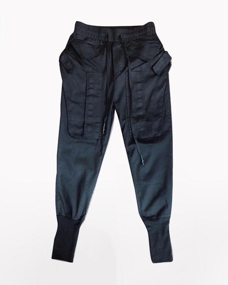 Streetwear Black Slim Cargo Pants