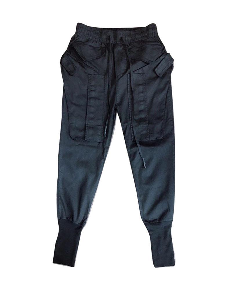 Streetwear Black Slim Cargo Pants