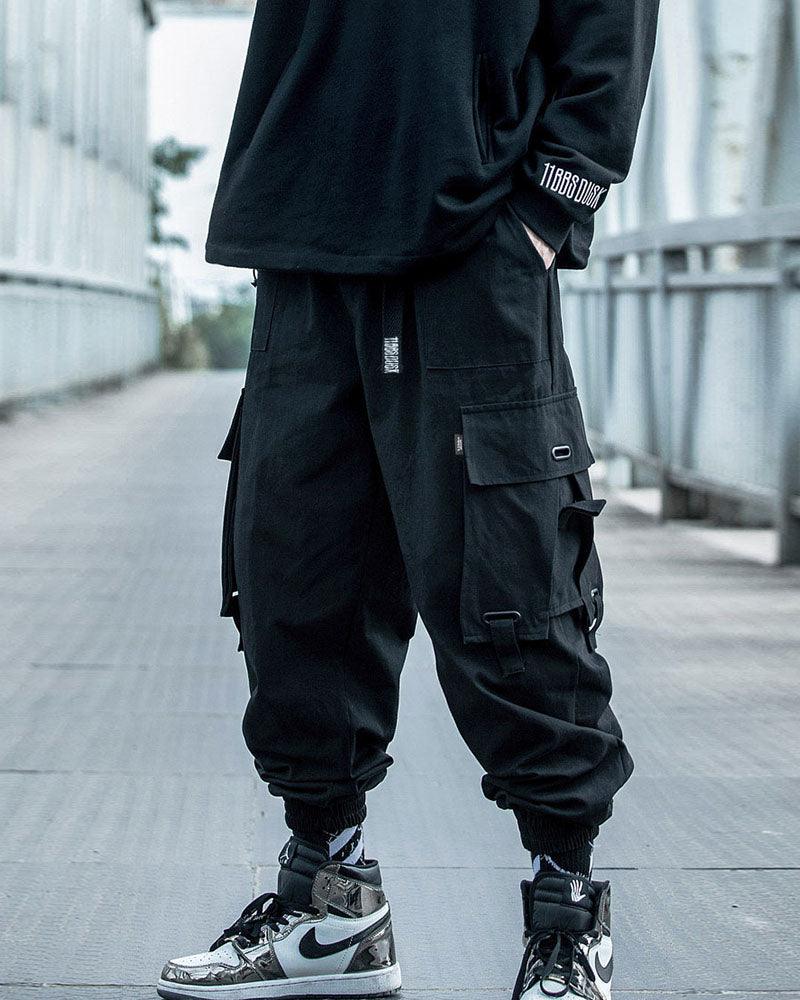 Street Style Cargo Black Pants