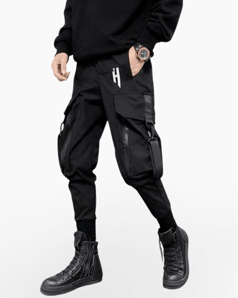 Street Style Black Slim Fit Cargo Pants