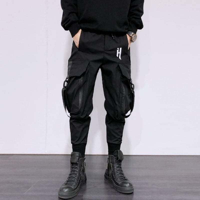 Street Style Black Slim Fit Cargo Pants