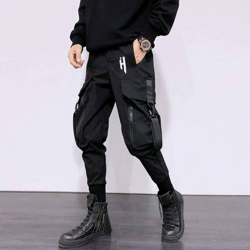 Street Style Black Slim Fit Cargo Pants