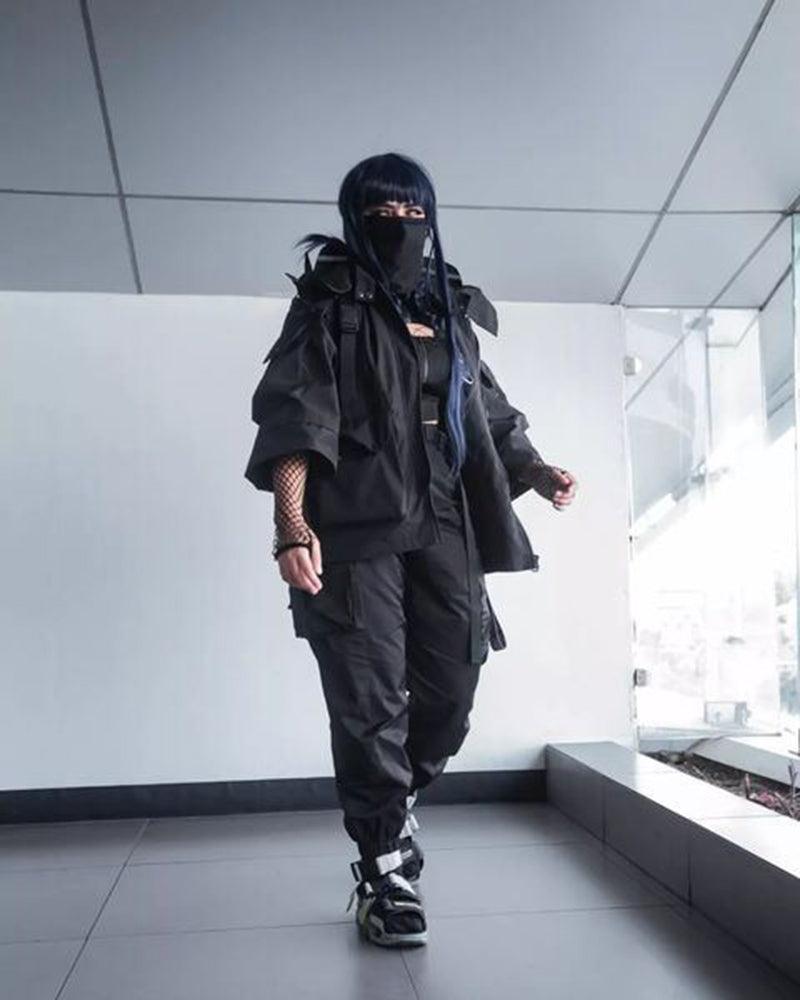 Futuristic Short Sleeve Hooded Jacket