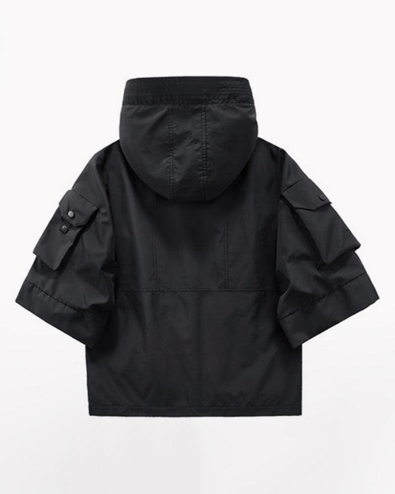 Futuristic Short Sleeve Hooded Jacket
