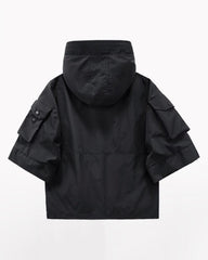 Futuristic Short Sleeve Hooded Jacket