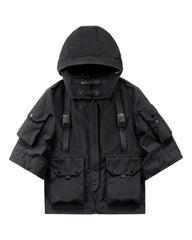 Futuristic Short Sleeve Hooded Jacket