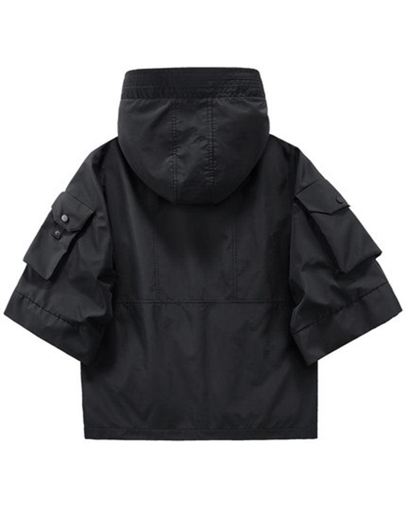 Futuristic Short Sleeve Hooded Jacket