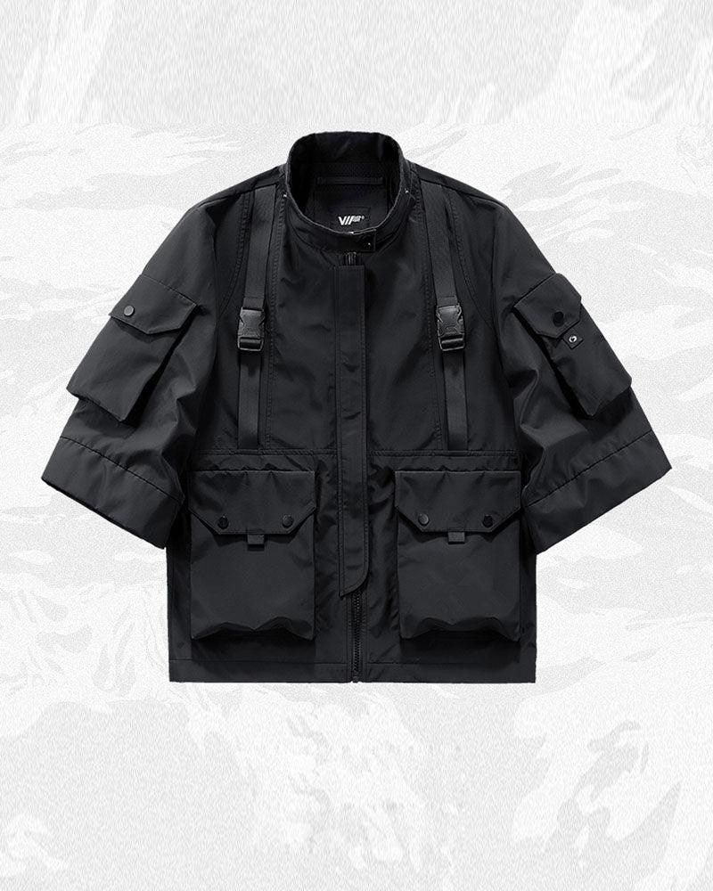 Futuristic Short Sleeve Hooded Jacket