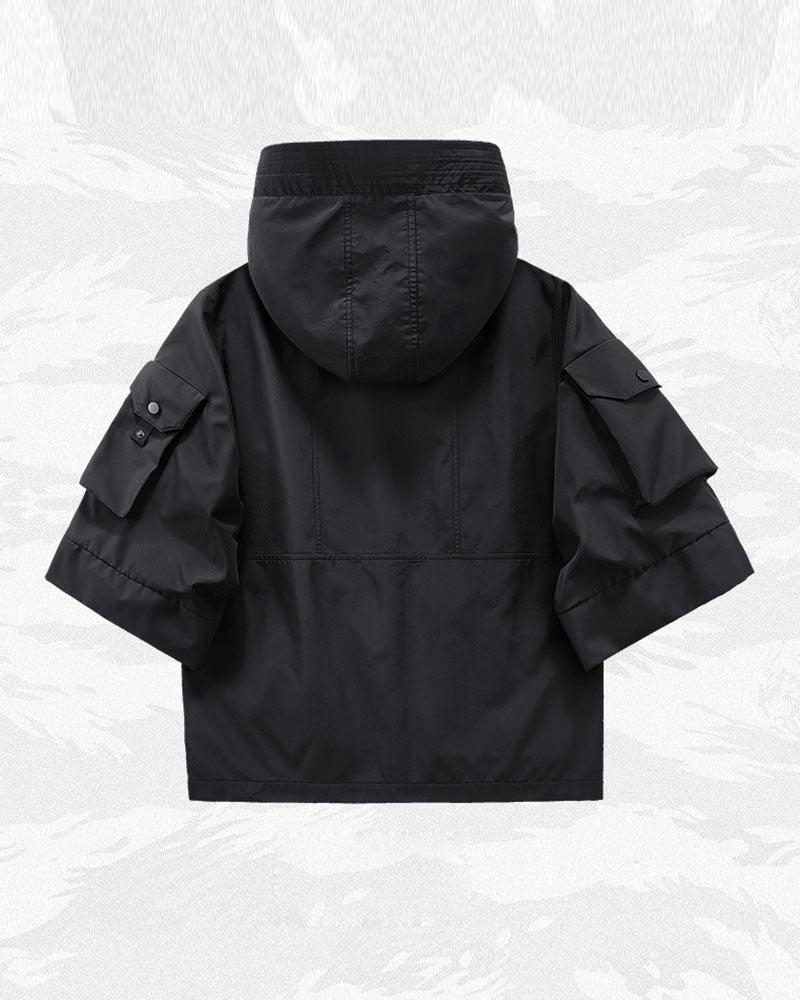 Futuristic Short Sleeve Hooded Jacket