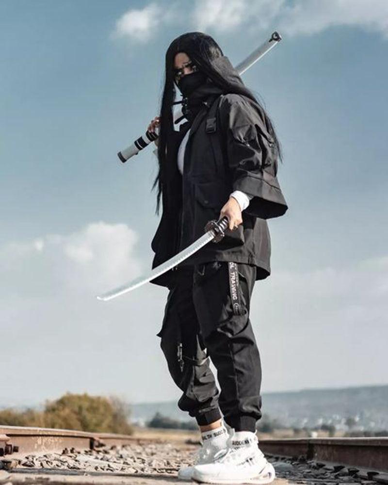Futuristic Short Sleeve Hooded Jacket