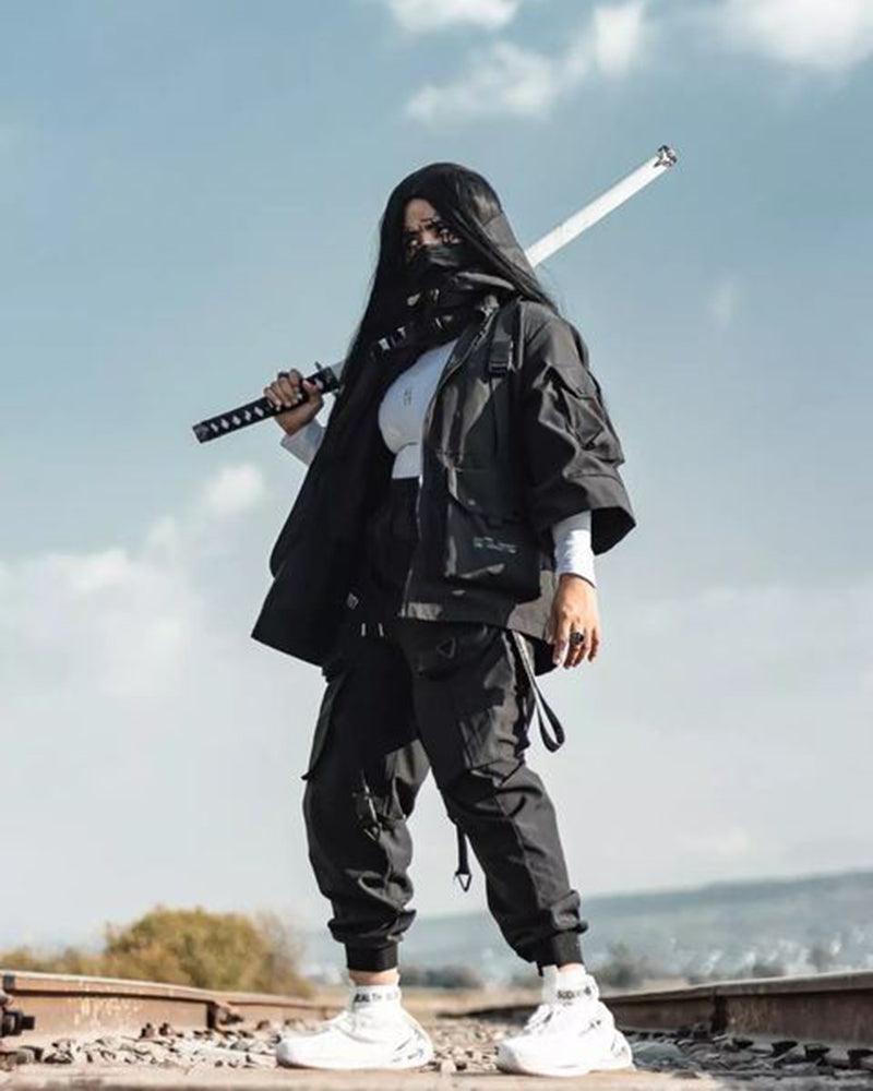 Futuristic Short Sleeve Hooded Jacket
