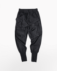 Black Drawstring Slim Cargo Pants