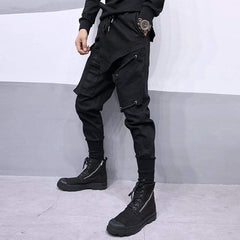Black Drawstring Slim Cargo Pants