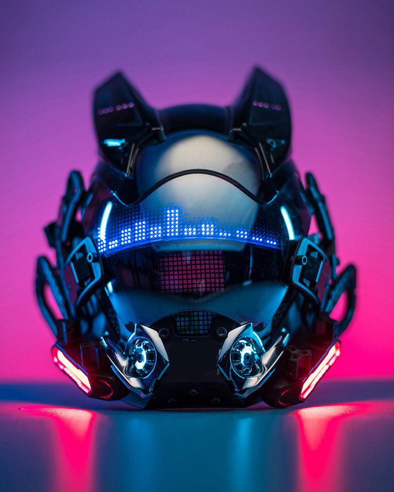 Over the Rainbow Rhythm Cyberpunk Helmet Mask ( Customizable Text And Image Available)