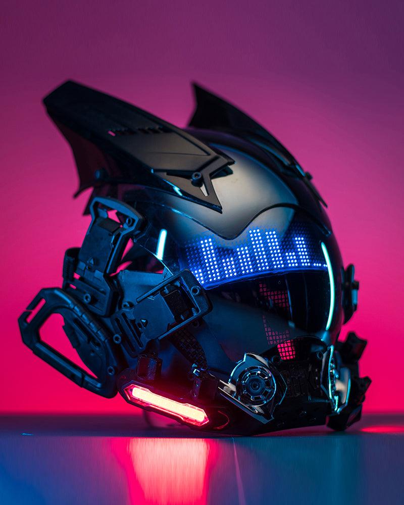 Over the Rainbow Rhythm Cyberpunk Helmet Mask ( Customizable Text And Image Available)
