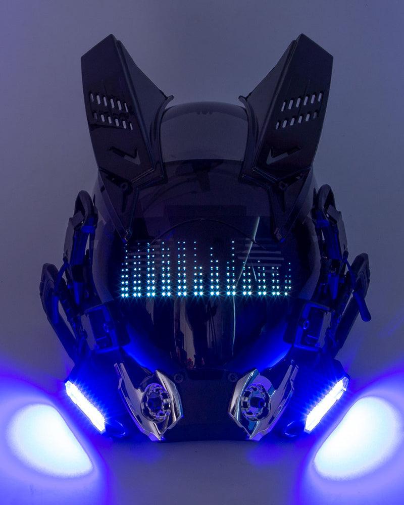 Over the Rainbow Rhythm Cyberpunk Helmet Mask ( Customizable Text And Image Available)