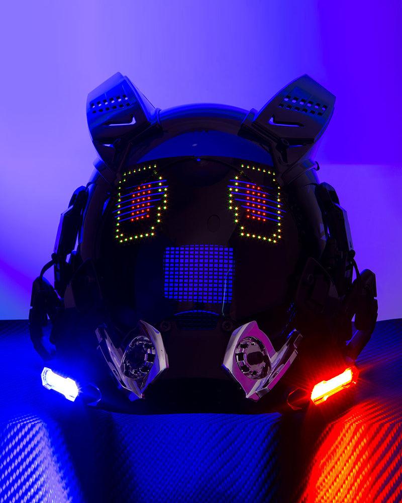 Over the Rainbow Rhythm Cyberpunk Helmet Mask ( Customizable Text And Image Available)