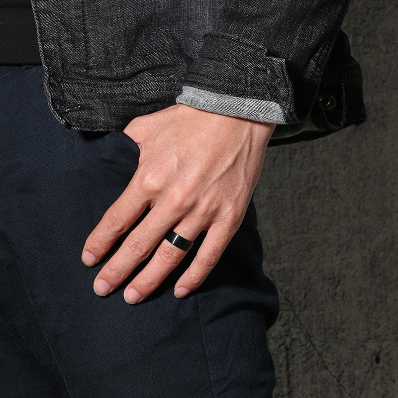 Solid Plain Black Ring