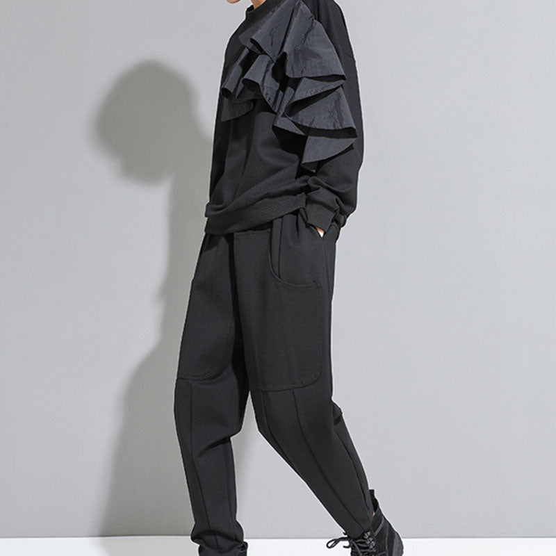 Black Cotton Harem Pants Women
