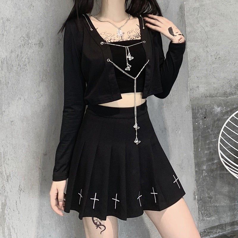 Techwear Crop Top With Chains