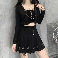Techwear Crop Top With Chains