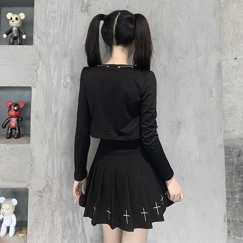 Techwear Crop Top With Chains