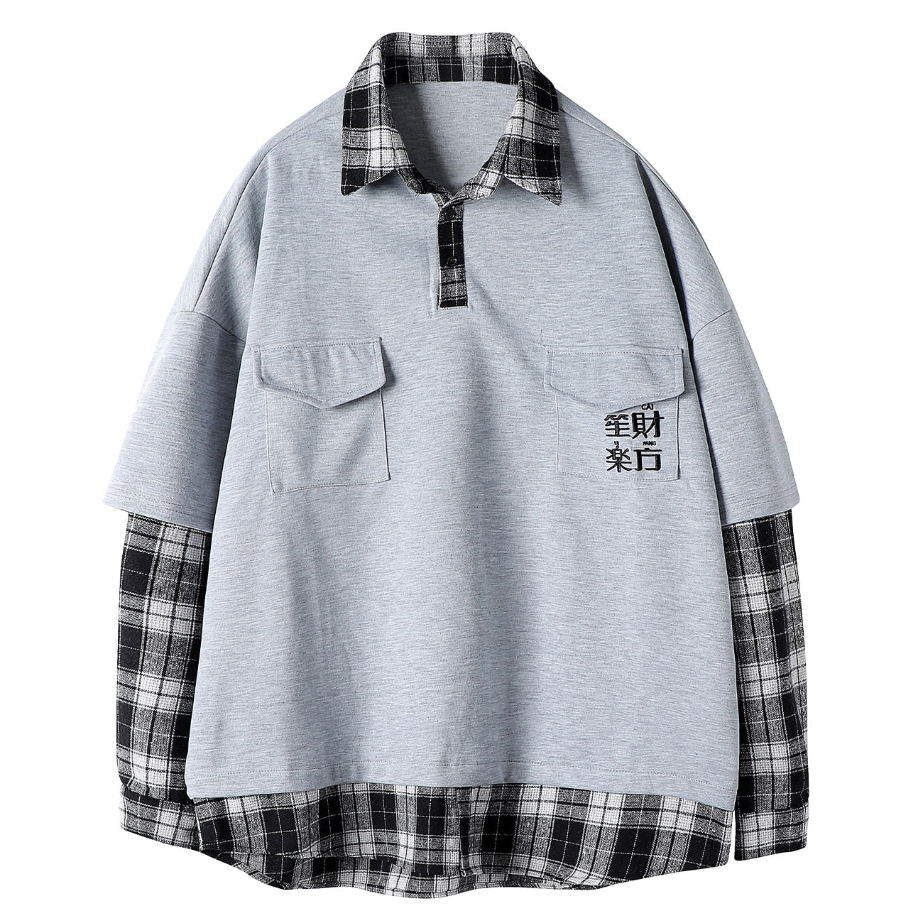 Grey Fake Two Long Sleeve