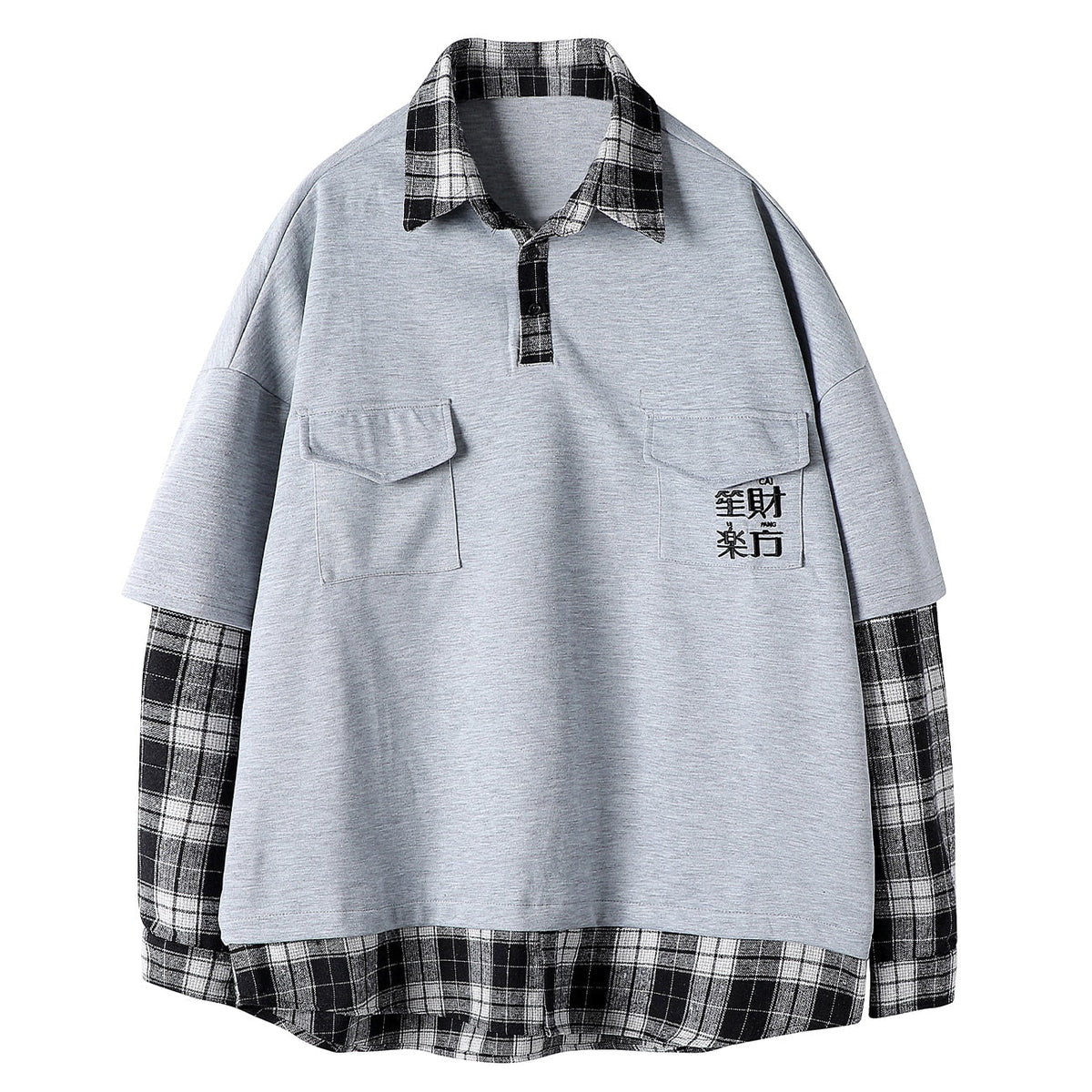 Grey Fake Two Long Sleeve