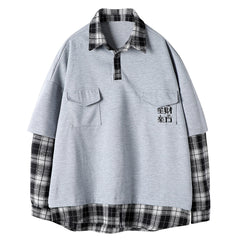 Grey Fake Two Long Sleeve