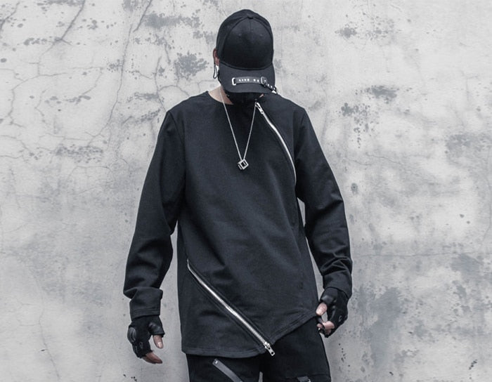 Black Long Sleeve Zip Up Shirt