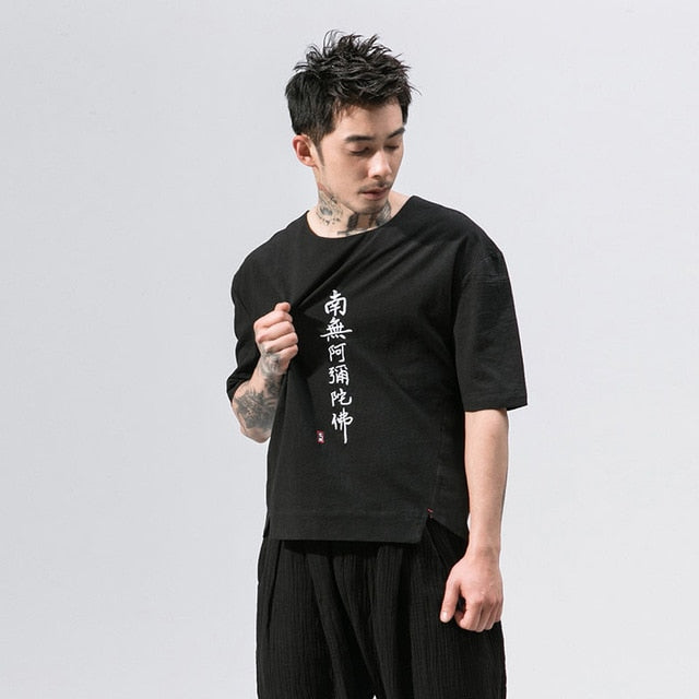Black Linen Kanji T-Shirt