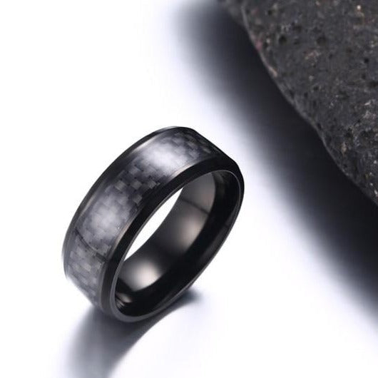 Black Titanium Carbon Fiber Ring