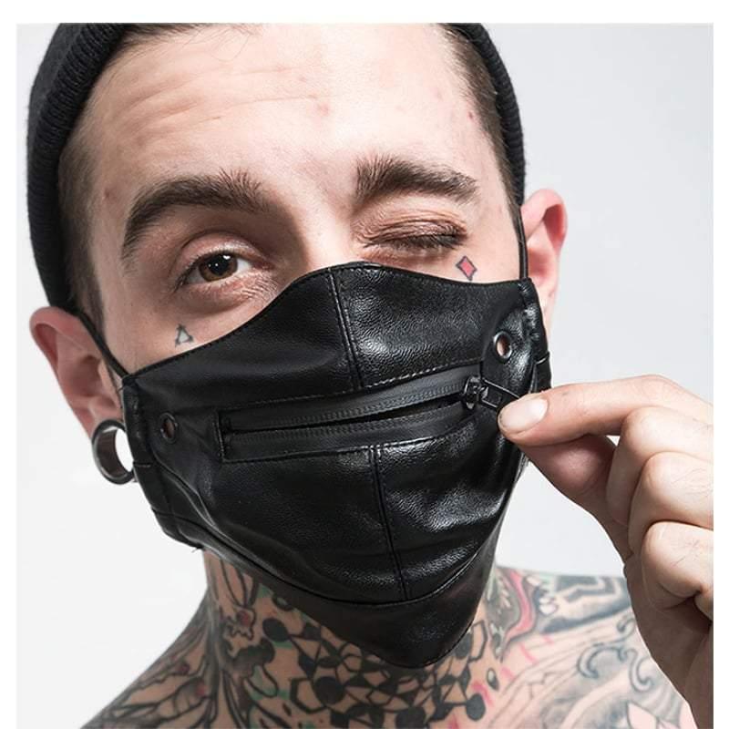 Punk Boy Zipper Leather Mask