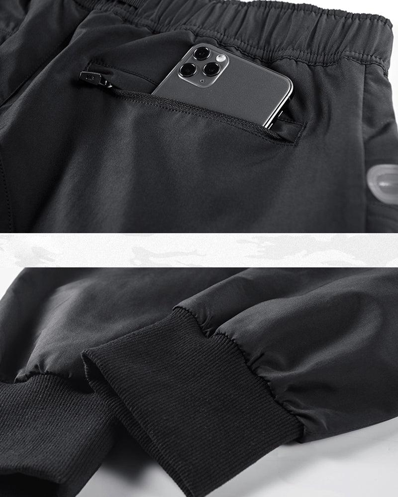 Functional Ribbon Pocket Black Cargo Pants