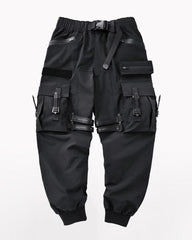 Functional Ribbon Pocket Black Cargo Pants