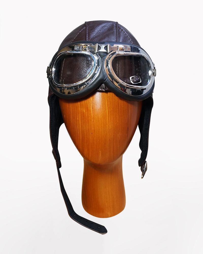 Steampunk Leather Aviator Hat And Goggles
