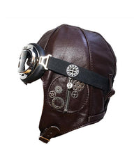 Steampunk Leather Aviator Hat And Goggles