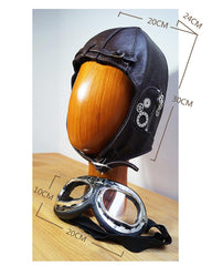 Steampunk Leather Aviator Hat And Goggles