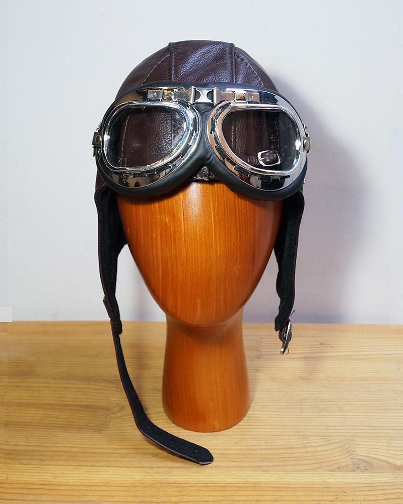 Steampunk Leather Aviator Hat And Goggles