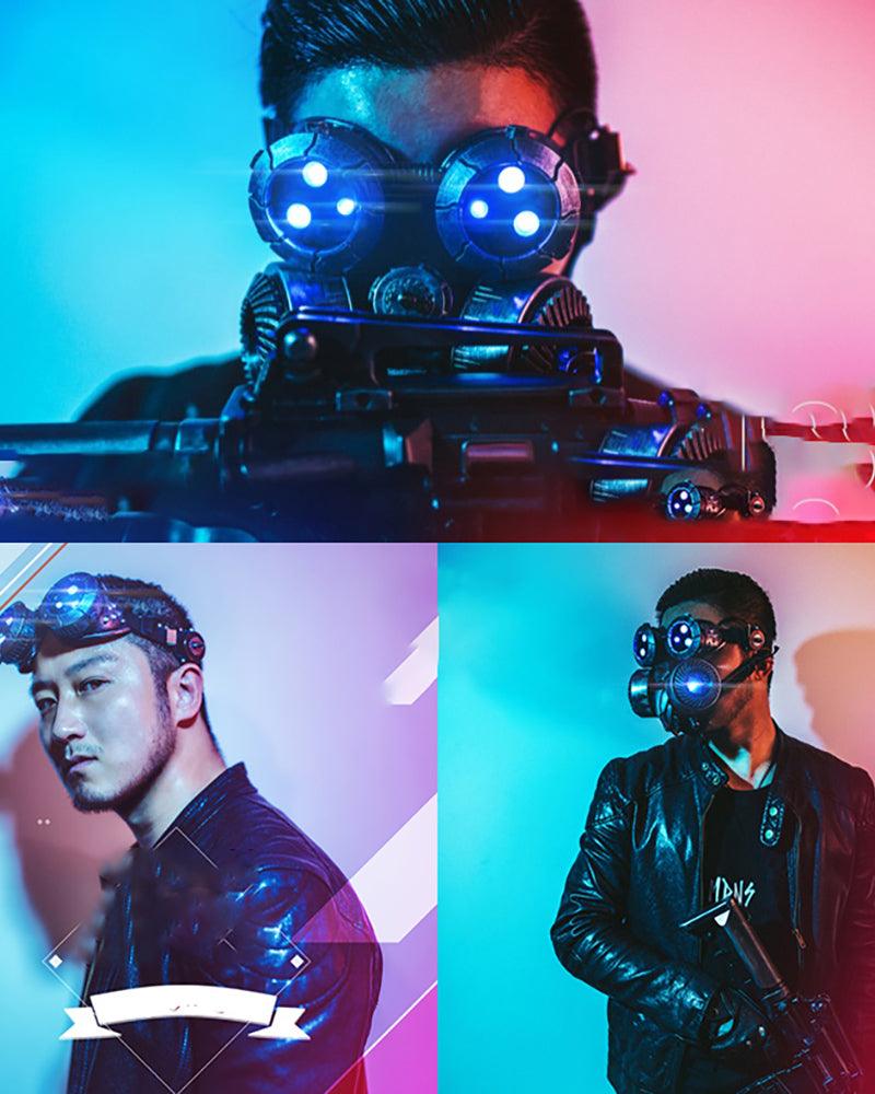 Cyberpunk Steampunk Glow Goggles And Mask (Sold Separately)