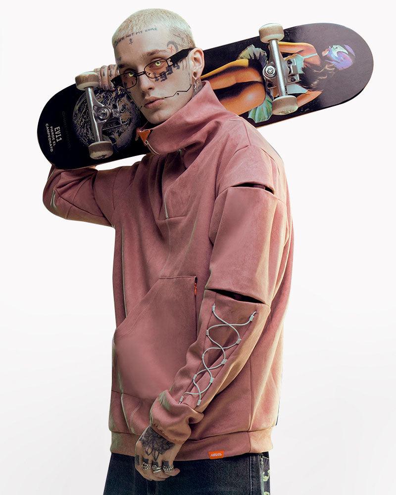 Cyberpunk Outfits Suede Turtleneck Unisex Hoodie