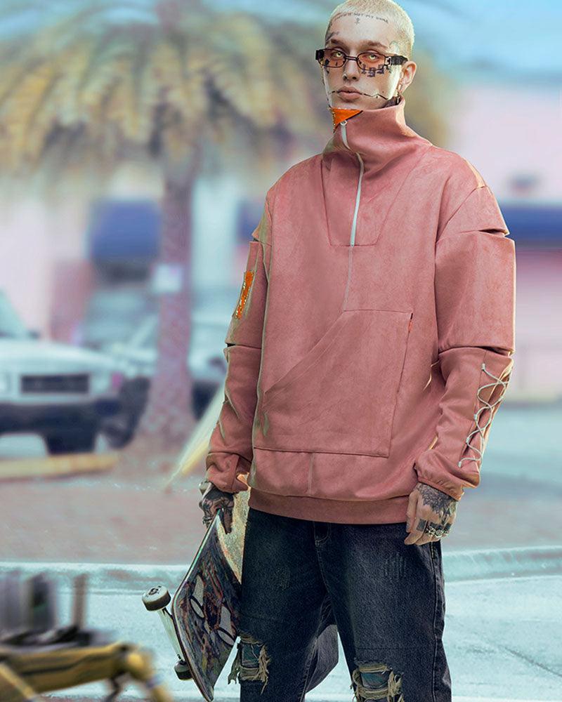 Cyberpunk Outfits Suede Turtleneck Unisex Hoodie