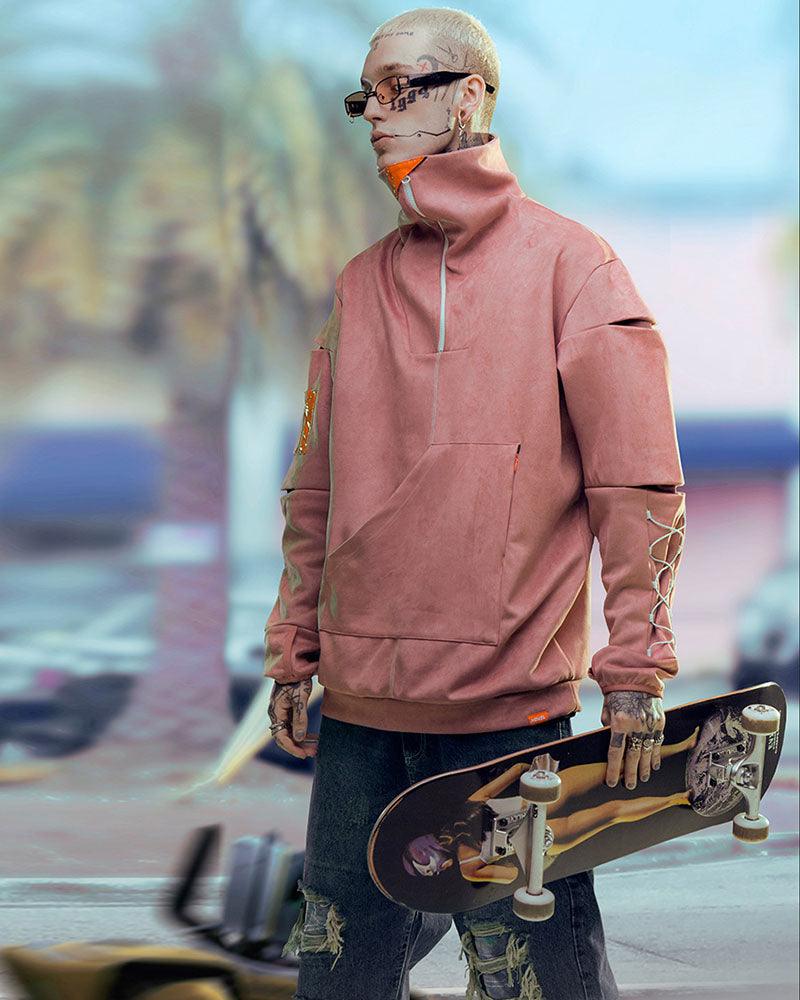 Cyberpunk Outfits Suede Turtleneck Unisex Hoodie