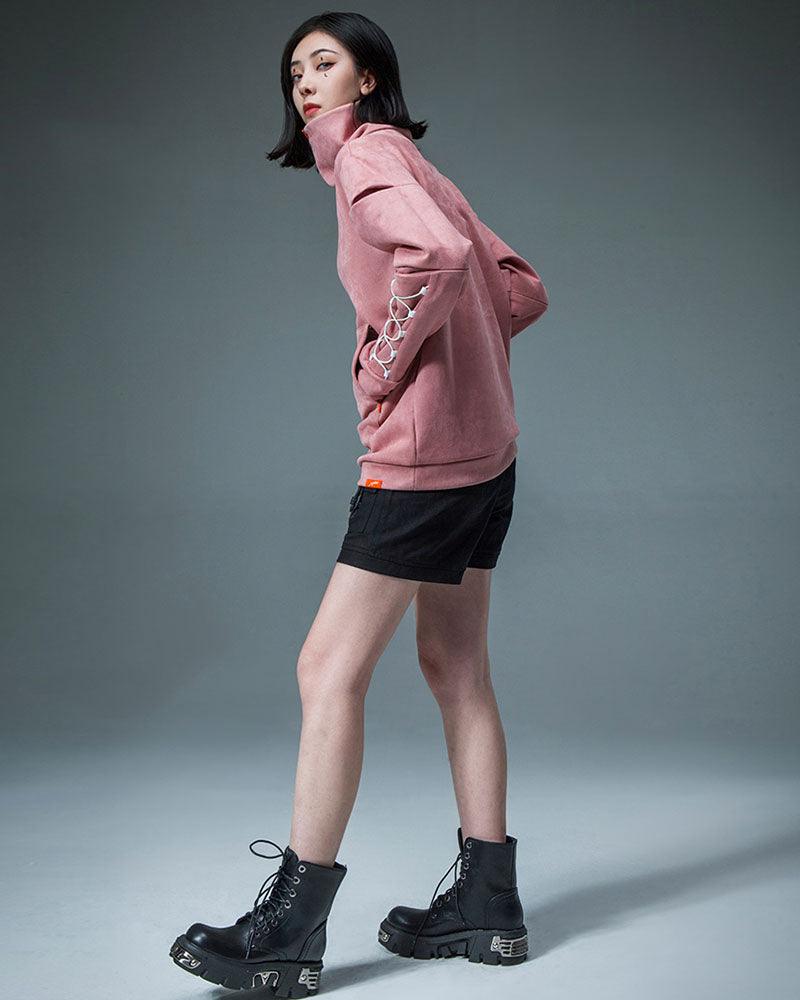 Cyberpunk Outfits Suede Turtleneck Unisex Hoodie