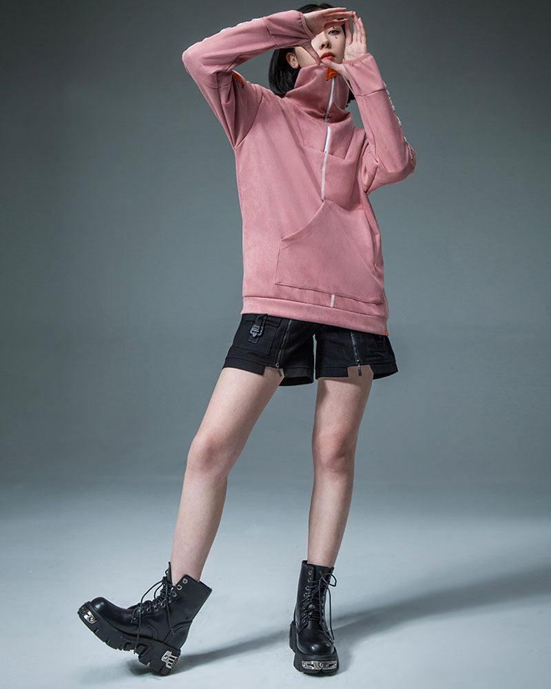 Cyberpunk Outfits Suede Turtleneck Unisex Hoodie