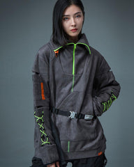 Cyberpunk Outfits Suede Turtleneck Unisex Hoodie
