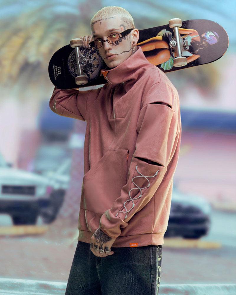 Cyberpunk Outfits Suede Turtleneck Unisex Hoodie